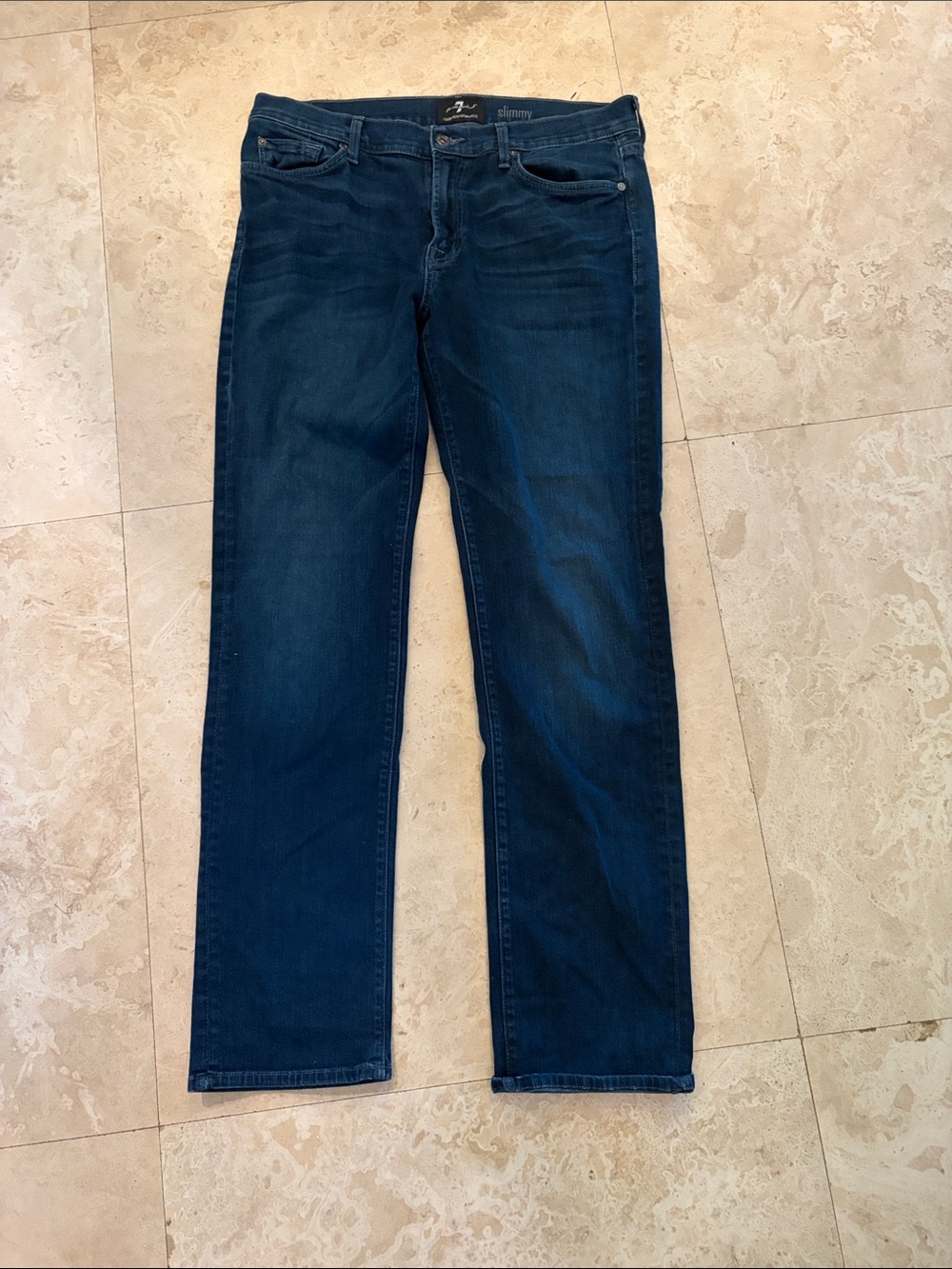 7 For All Mankind Slim Straight Jeans in Dark Blue